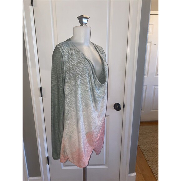 HardTail‎ Drape Neck Long Sleeve Top Size M Green Melon Ombré Long Pullover - Picture 3 of 13